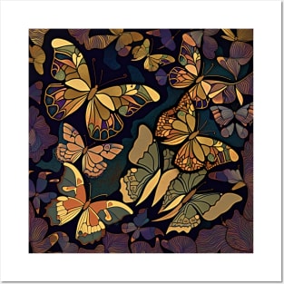 butterflies art nouveau style 4 Posters and Art